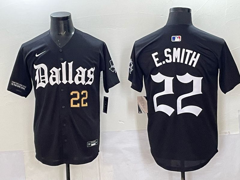 Men 2025 Nike Dallas Cowboys #22 E.Smith Black 5th generation Joint Name Limited NFL Jersey 07->dallas cowboys->NFL Jersey